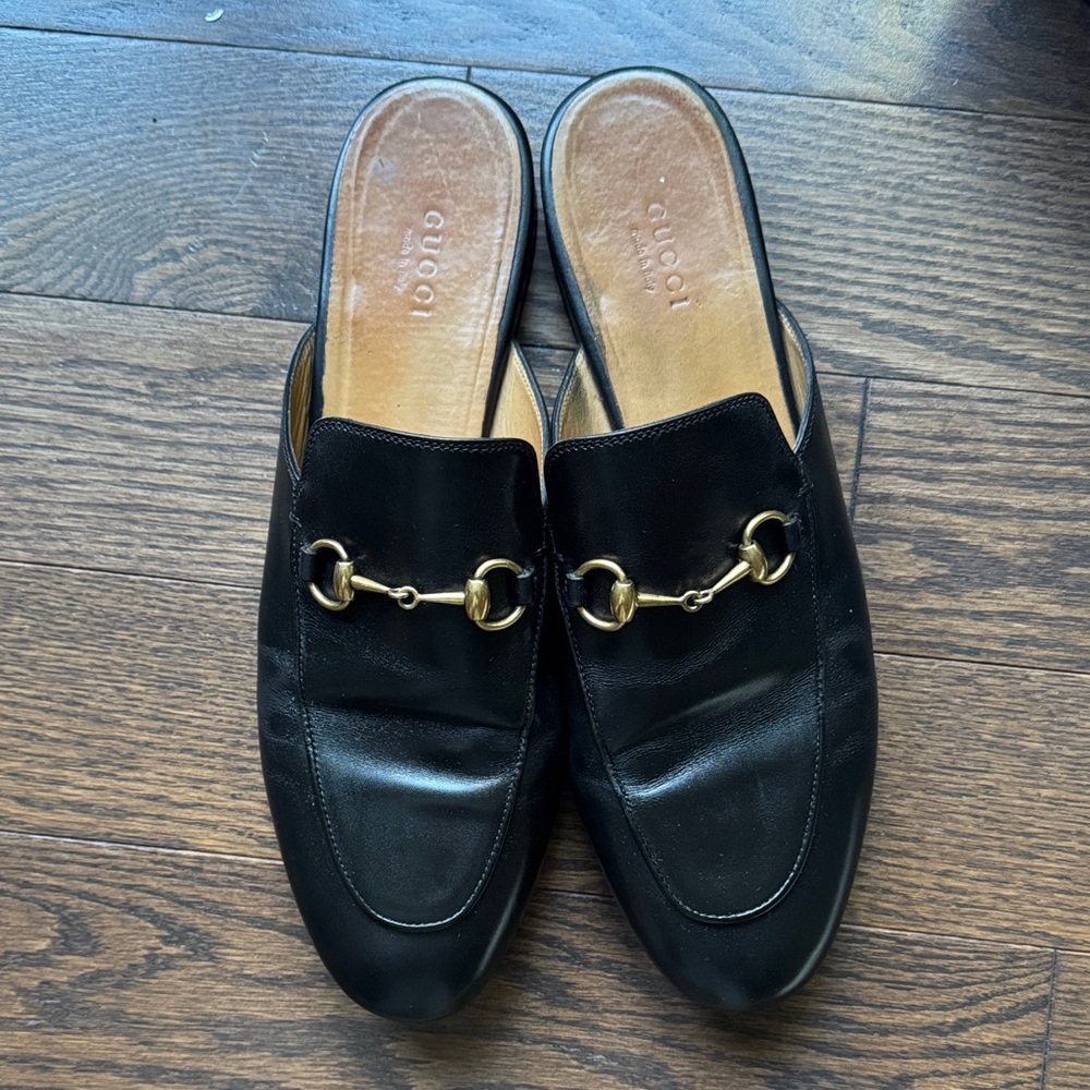 ❤️ GUCCI Princeton Black Leather Mules🐎
